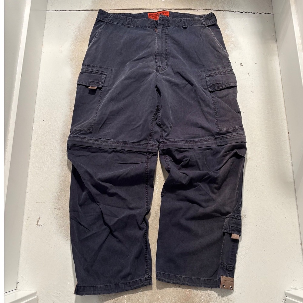 Abercrombie & Fitch Vintage Convertible Cargo Pants Navy 36x32 Missing Button